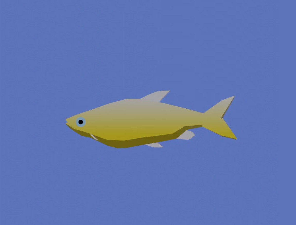 Modélisation 3D d'un poisson jaune